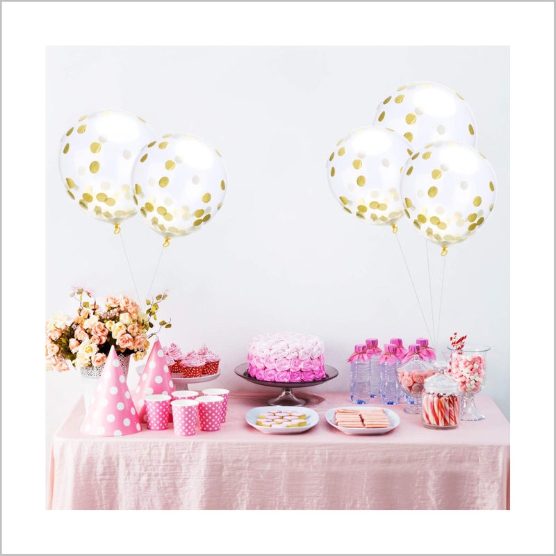 GXONE 36 Inch Jumbo Confetti Balloons, Giant Latex Balloon with Gold Confetti (Premium Helium Quality) Pkg/6 Latex glitter balloons for Party/Birthdays/Wedding/Festivals Christmas and Event Decorations - Image 5